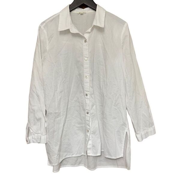 Eileen Fisher 100% organic cotton tunic button down shirt size small - Picture 1 of 7